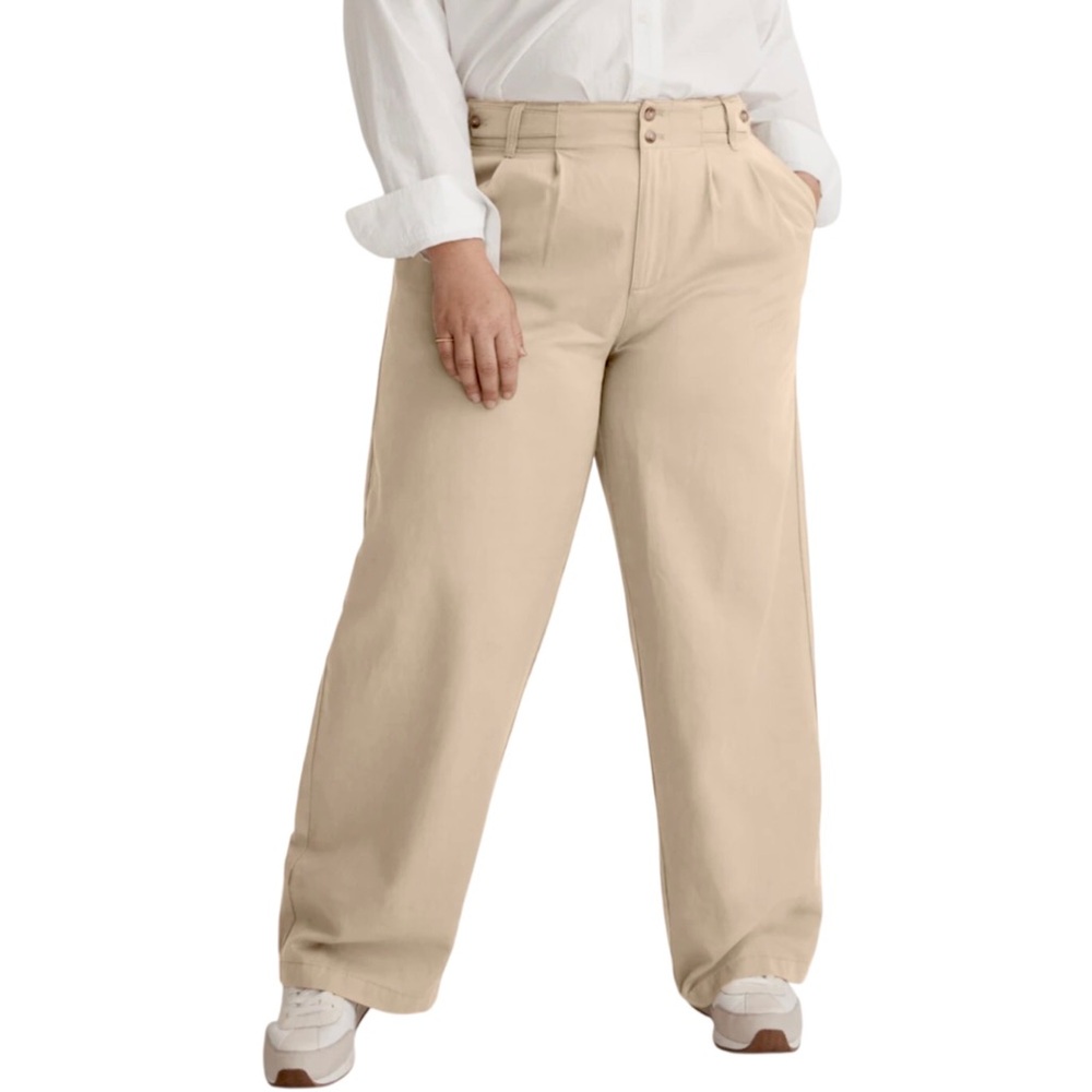 Madewell Harlow Wide Leg Pant Size 14W Drapey Twill Tan Linen Blend